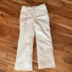 Spyder girls ski pant, white with rainbow stripe, size 12